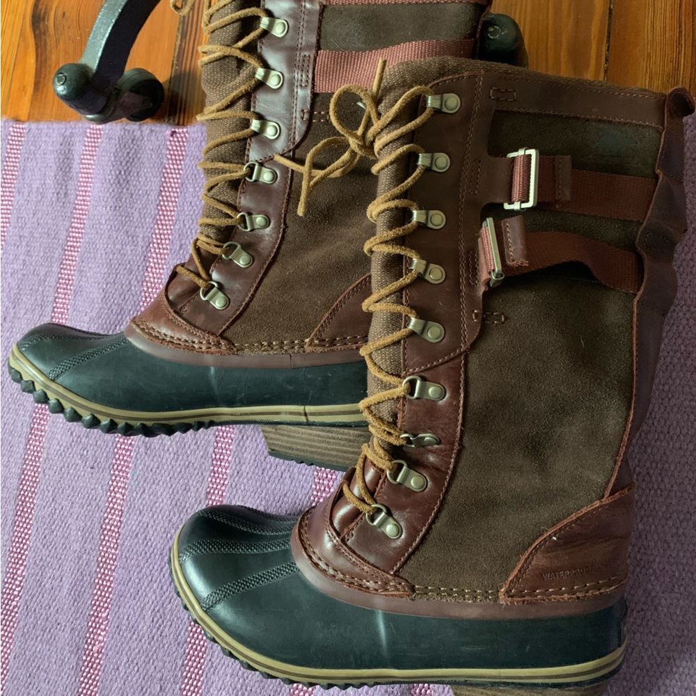 Sorel x chloe color block tall leather duck boots 9.5 Women